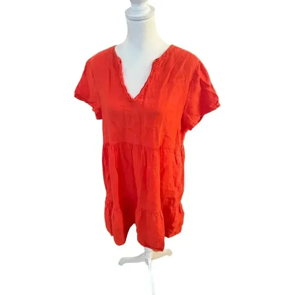 FRANCESCA BETTINI babydoll 100% LINEN DRESS SIZE LARGE - Picture 3 of 9